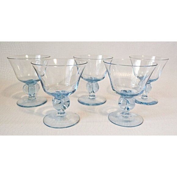 5 MCM Vintage Sweden Wine Glasses Ice Blue Skruf Drinkware Stemware Siegfried St - Picture 1 of 5